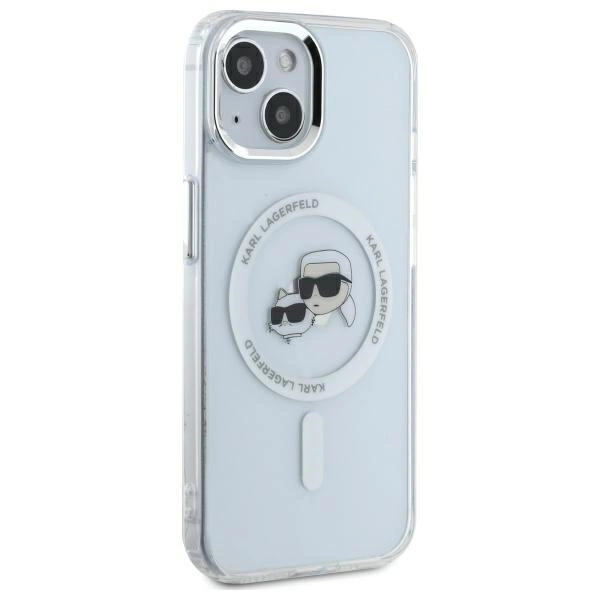 Etui Karl Lagerfeld IML Metal Karl&Choupette Head MagSafe na iPhone 14 - białe