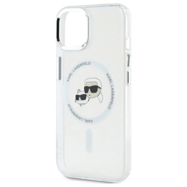 Etui Karl Lagerfeld IML Metal Karl&Choupette Head MagSafe na iPhone 14 - białe
