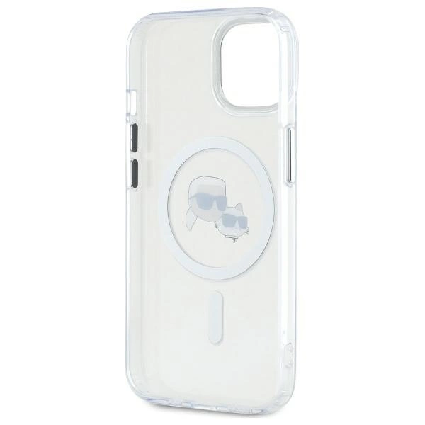 Etui Karl Lagerfeld IML Metal Karl&Choupette Head MagSafe na iPhone 14 - białe