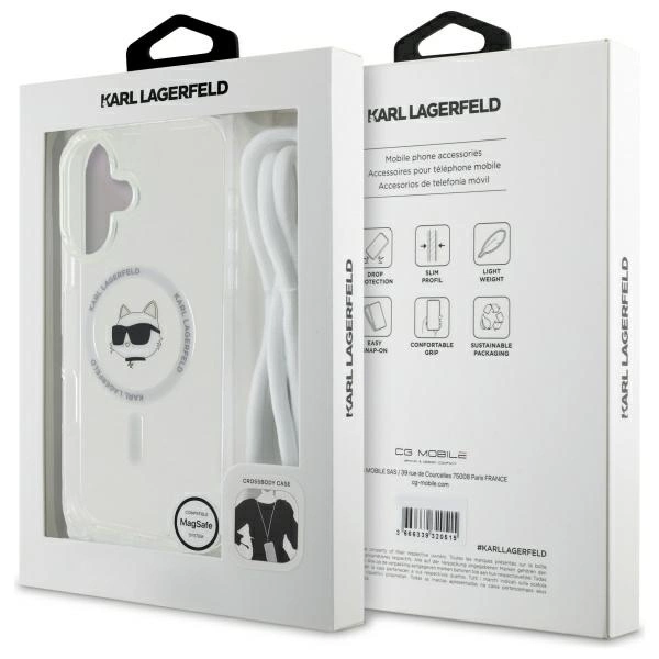Etui Karl Lagerfeld IML Choupette Head & Cord Magsafe na iPhone 16 - przezroczyste