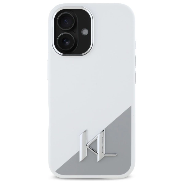 Etui Karl Lagerfeld Silicone Initial Metal Logo MagSafe na iPhone 16 - białe