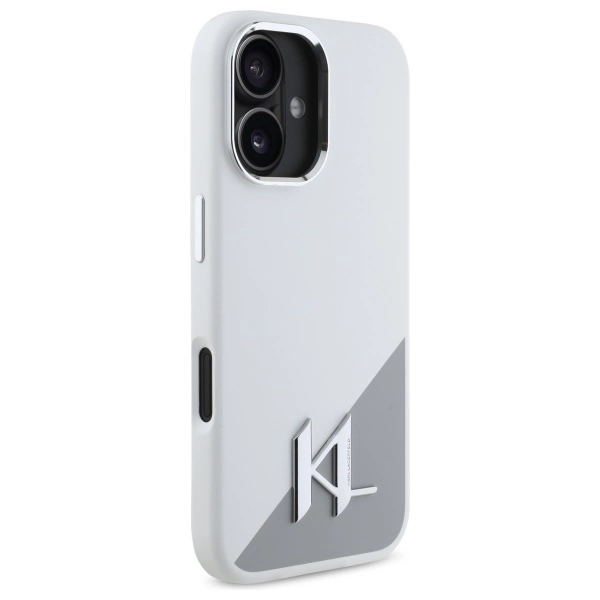 Etui Karl Lagerfeld Silicone Initial Metal Logo MagSafe na iPhone 16 - białe