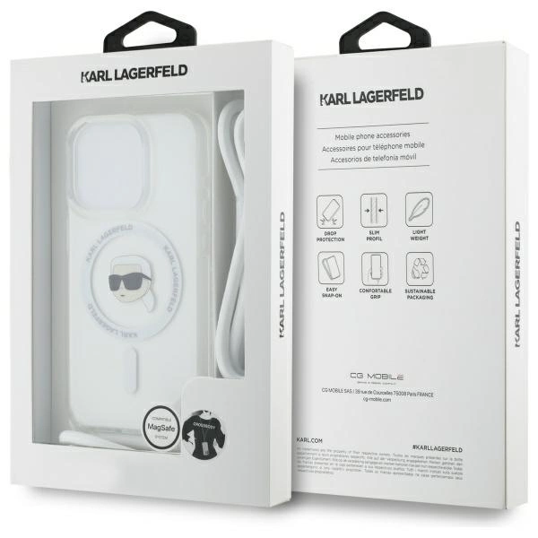Etui Karl Lagerfeld Crossbody IML Karl Head Magsafe na iPhone 16 Pro Max - przezroczyste