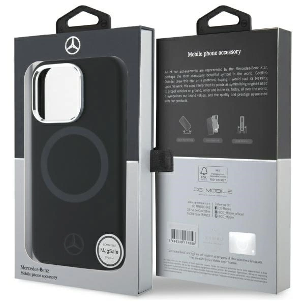 Etui Mercedes Silicone Tonal Logo MagSafe na iPhone 16 Pro - czarne