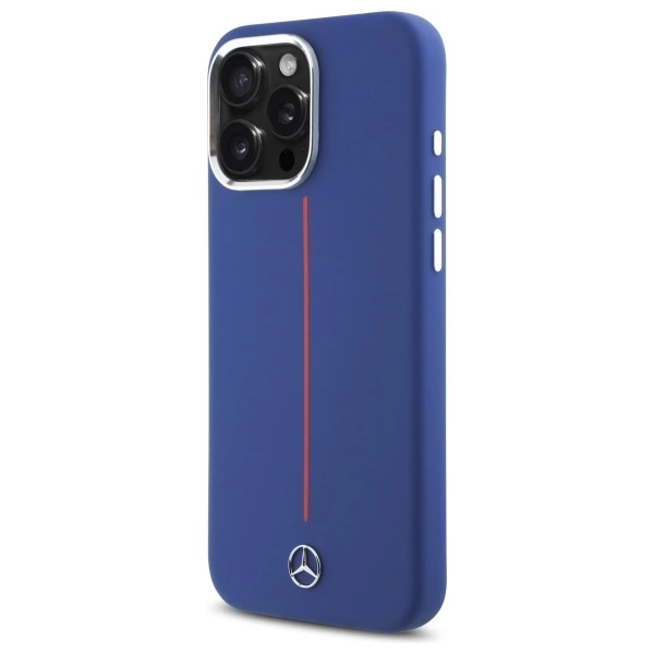 Etui Mercedes Silicone Red Stripe MagSafe na iPhone 16 Pro Max - granatowe