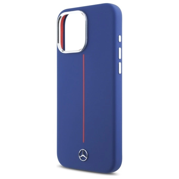 Etui Mercedes Silicone Red Stripe MagSafe na iPhone 16 Pro Max - granatowe