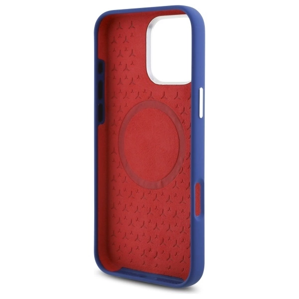 Etui Mercedes Silicone Red Stripe MagSafe na iPhone 16 Pro Max - granatowe