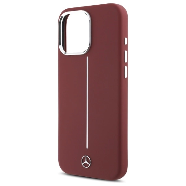 Etui Mercedes Silicone White Stripe MagSafe na iPhone 16 Pro Max - czerwone