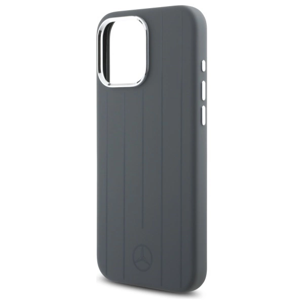 Etui Mercedes Silicone Vertical Tonal Stripes MagSafe na iPhone 16 Pro Max - szare