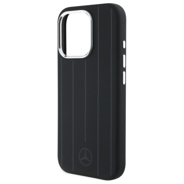 Etui Mercedes Silicone Vertical Tonal Stripes MagSafe na iPhone 16 Pro Max - czarne