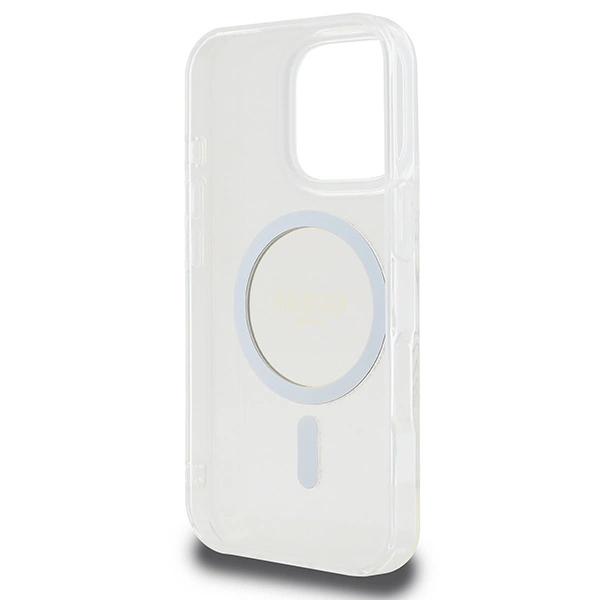 Etui Guess IML Glitter Circle MagSafe na iPhone 16 Pro Max - przezroczyste