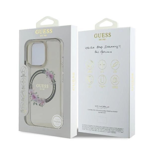 Guess GUHMP16XHFWFCK iPhone 16 Pro Max    6.9" czarny/black hardcase IML Flowers Wreath MagSafe