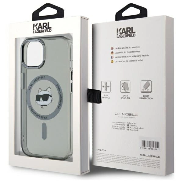 Karl Lagerfeld KLHMP15SHLSCHK iPhone 15   6.1" czarny/black hardcase IML Metal Choupette Head MagSafe