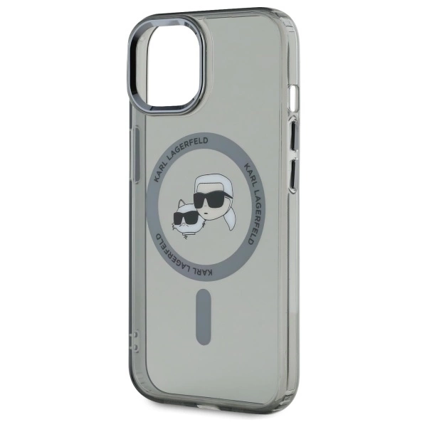 Karl Lagerfeld KLHMP15SHLSKCK iPhone 15   6.1" czarny/black hardcase IML Metal Karl&Choupette Head MagSafe