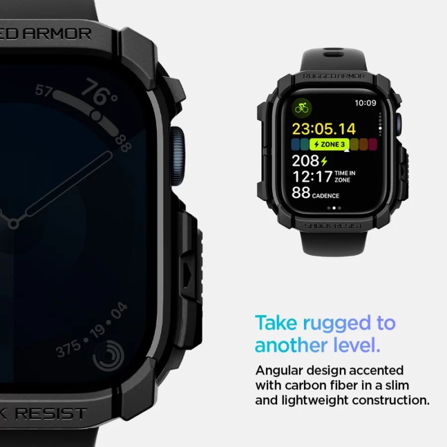 Etui Spigen Rugged Armor na Apple Watch 10 46 mm - czarne