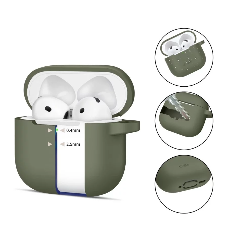 Etui Tech-Protect Silicone Hook na AirPods 4 - zielone