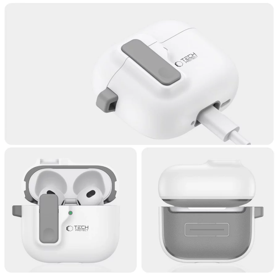 Etui Tech-Protect Slim Hook na AirPods 4 - białe