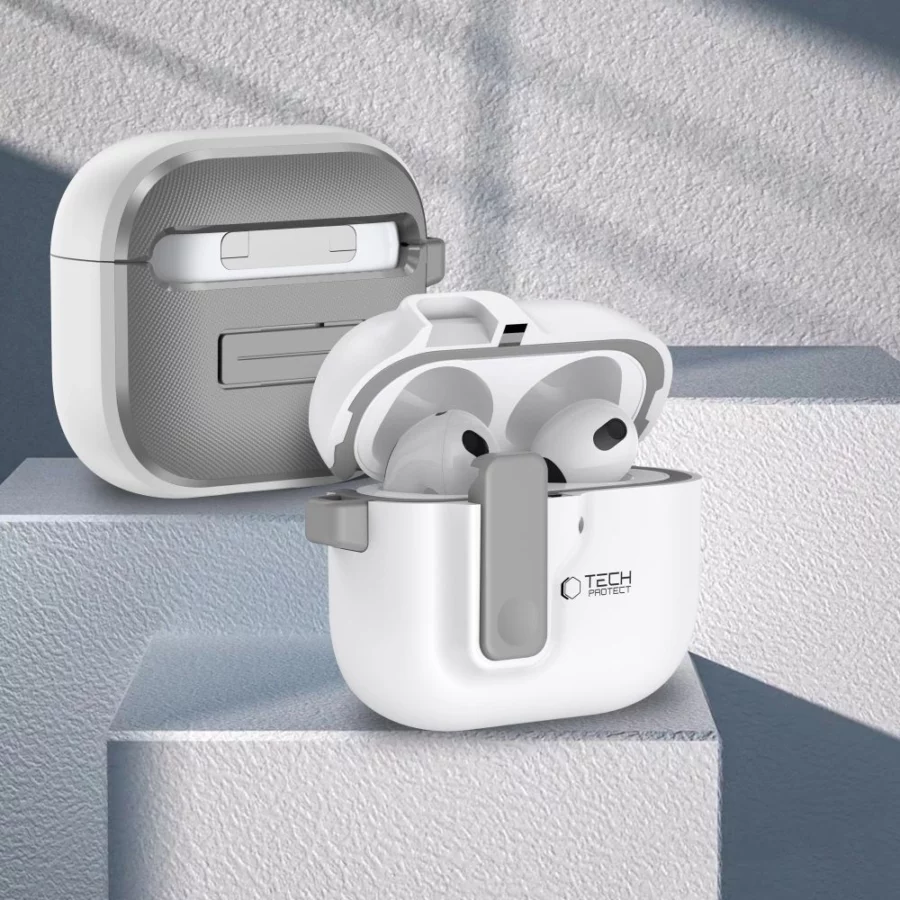 Etui Tech-Protect Slim Hook na AirPods 4 - białe