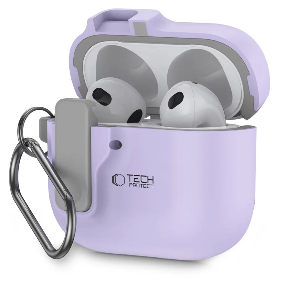 Etui Tech-Protect Slim Hook na AirPods 4 - fioletowe