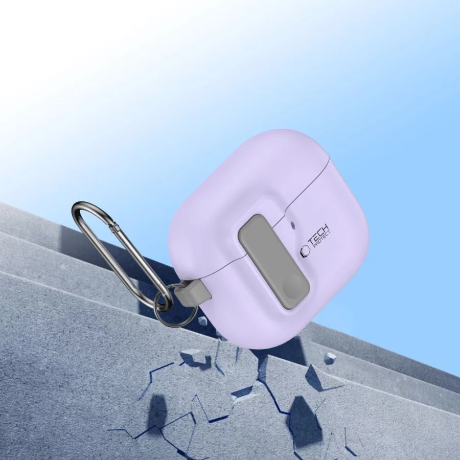 Etui Tech-Protect Slim Hook na AirPods 4 - fioletowe