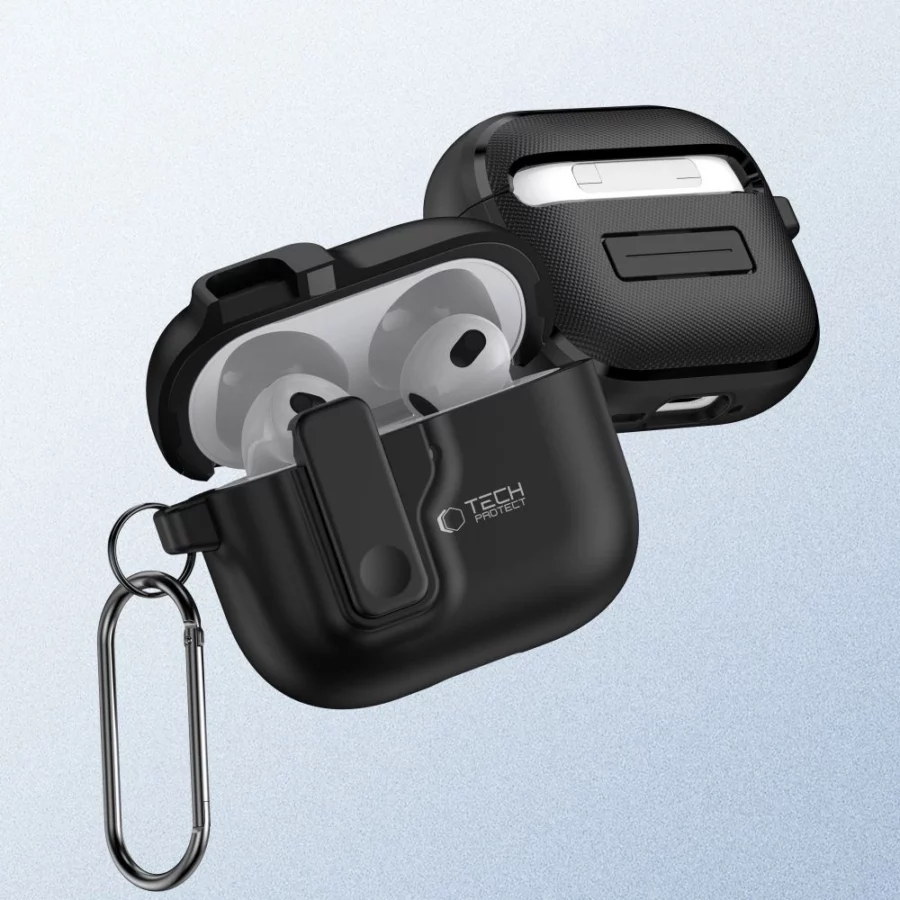 Etui Tech-Protect Slim Hook na AirPods 4 - czarne