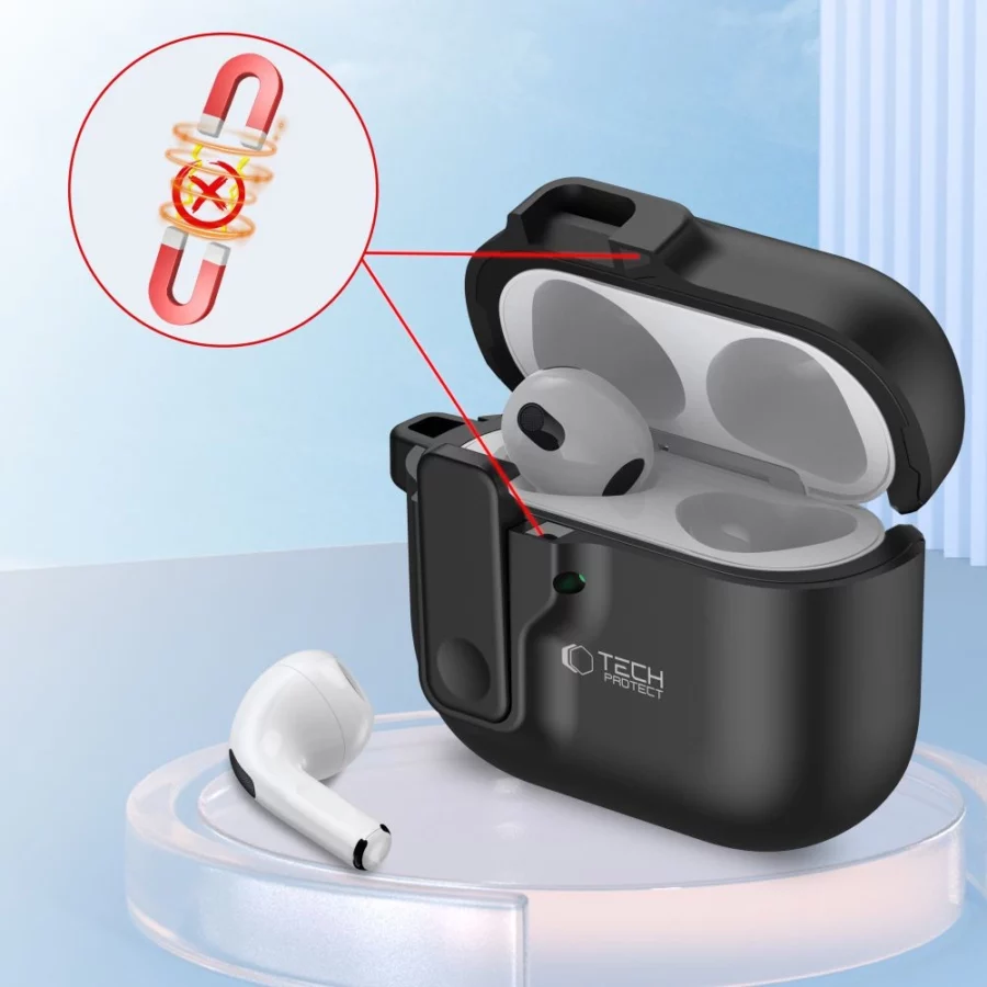 Etui Tech-Protect Slim Hook na AirPods 4 - czarne