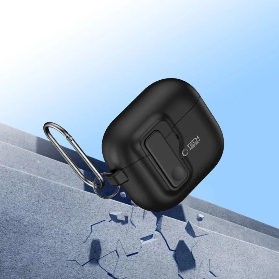 Etui Tech-Protect Slim Hook na AirPods 4 - czarne