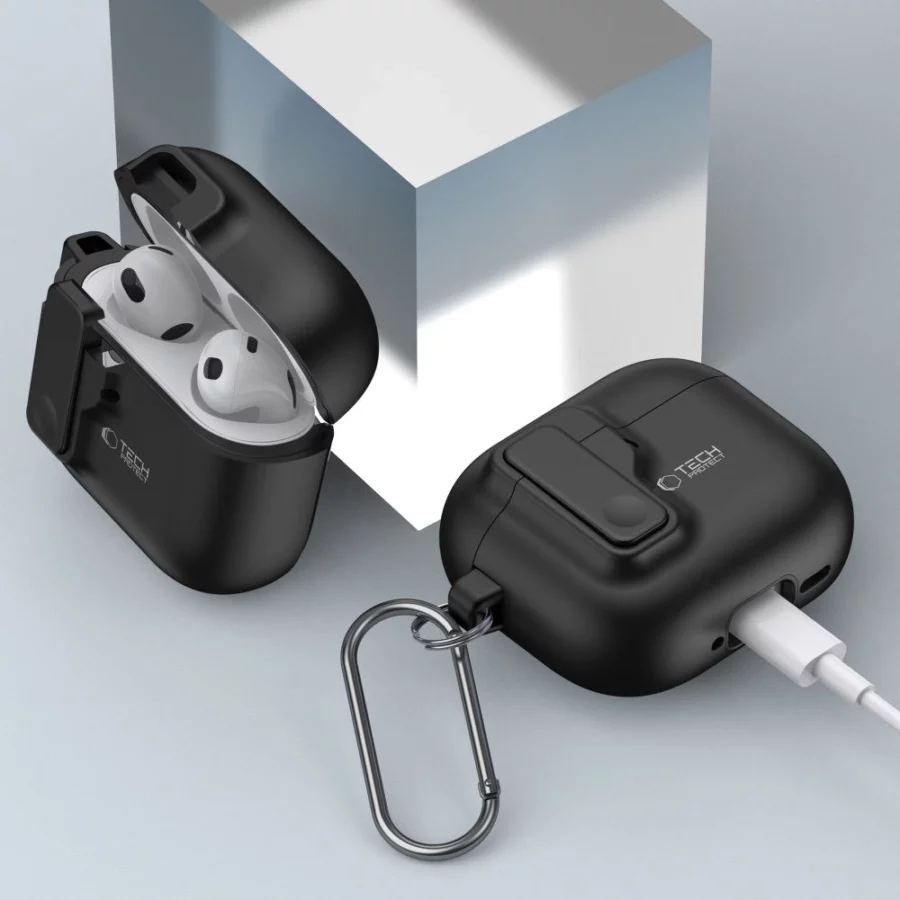 Etui Tech-Protect Slim Hook na AirPods 4 - czarne
