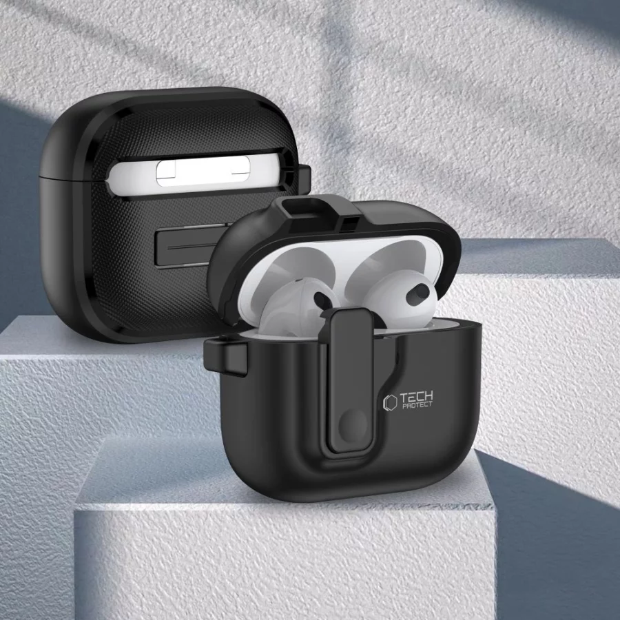 Etui Tech-Protect Slim Hook na AirPods 4 - czarne