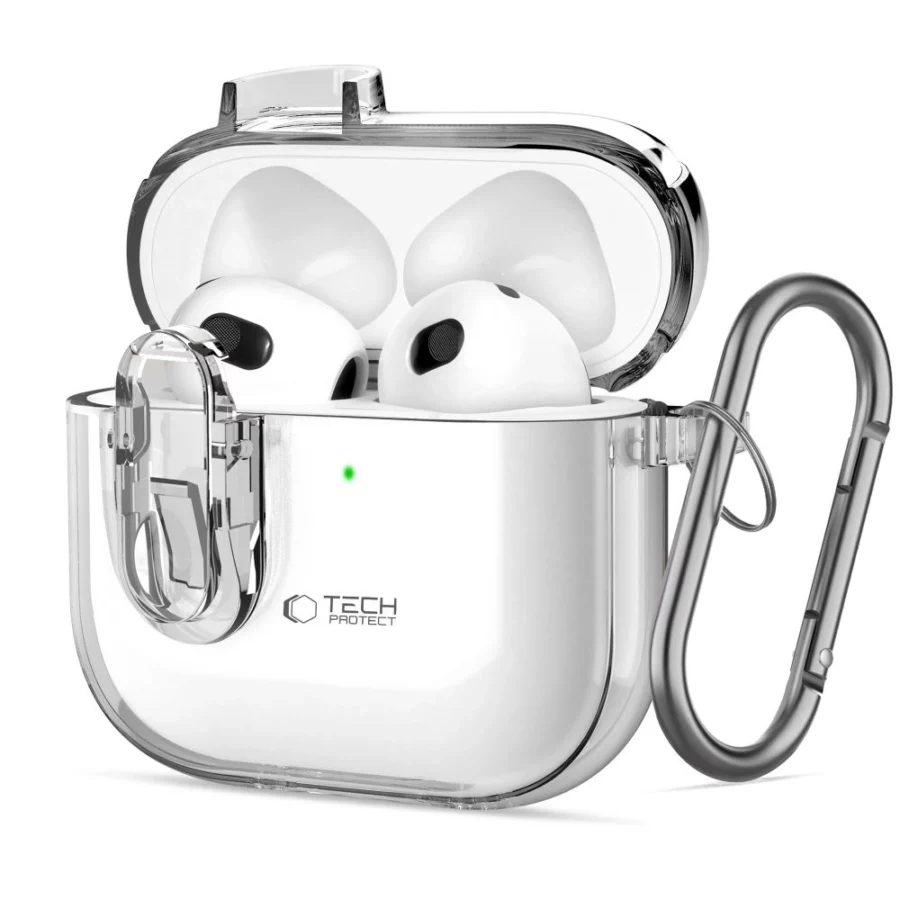 Etui Tech-Protect Slim Hook na AirPods 4 - przezroczyste