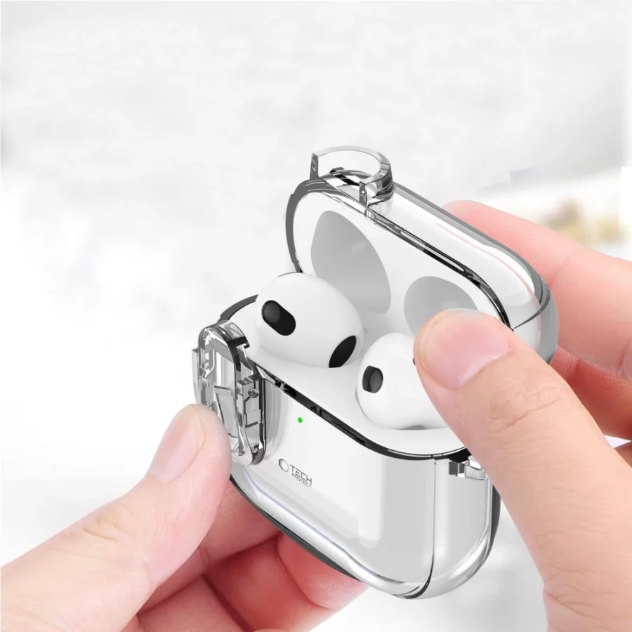 Etui Tech-Protect Slim Hook na AirPods 4 - przezroczyste