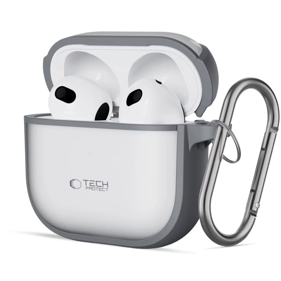 Etui Tech-Protect Slim Hook na AirPods 4 - szare