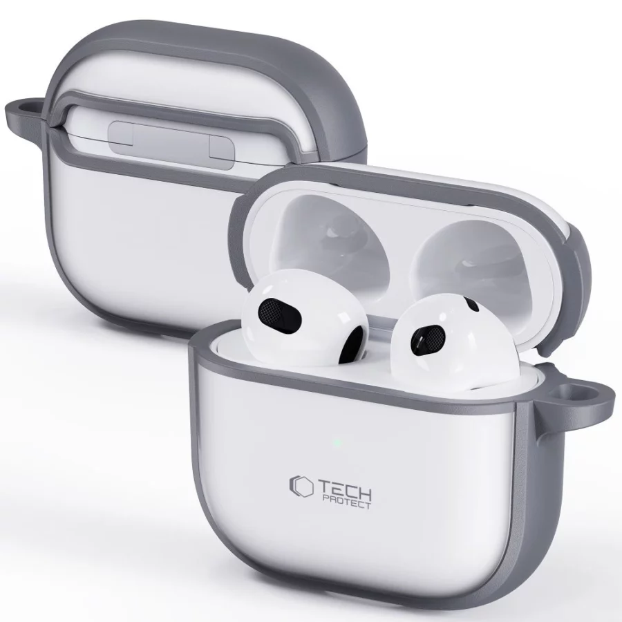 Etui Tech-Protect Slim Hook na AirPods 4 - szare