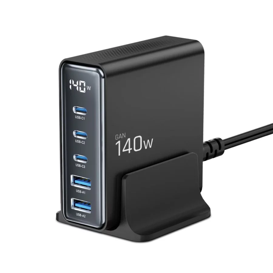 Stacja ładująca Tech-Protect DC140W-GAN 5-PORT PD140W/QC3.0 - czarna