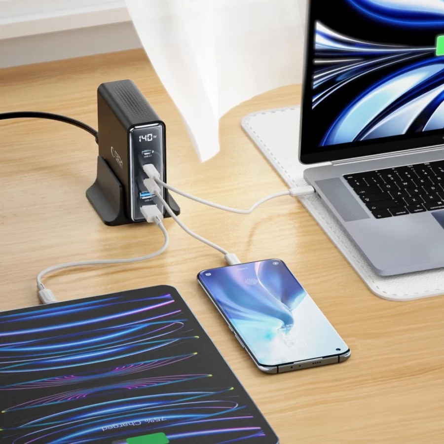 Stacja ładująca Tech-Protect DC140W-GAN 5-PORT PD140W/QC3.0 - czarna