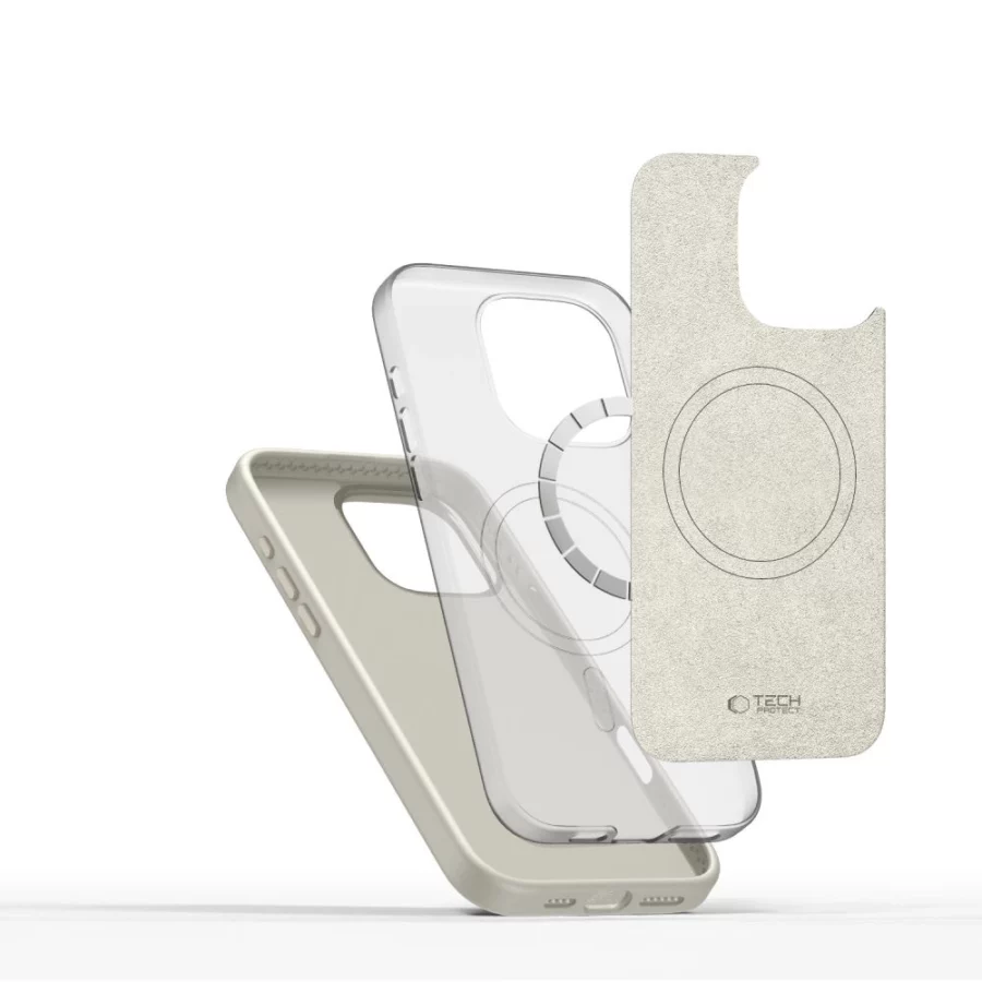 Etui Tech-Protect Silicone PU MagSafe na iPhone 16 Pro - beżowe