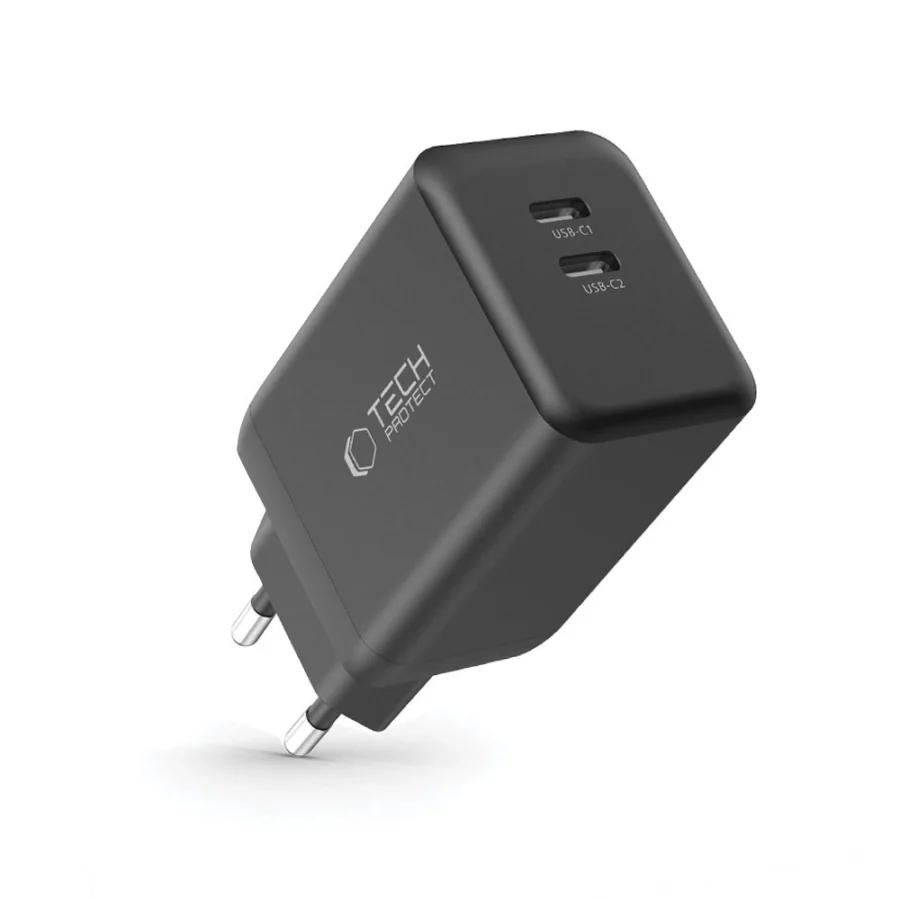 Ładowarka sieciowa Tech-Protect NC45W-GAN 2-PORT PD45W - czarne