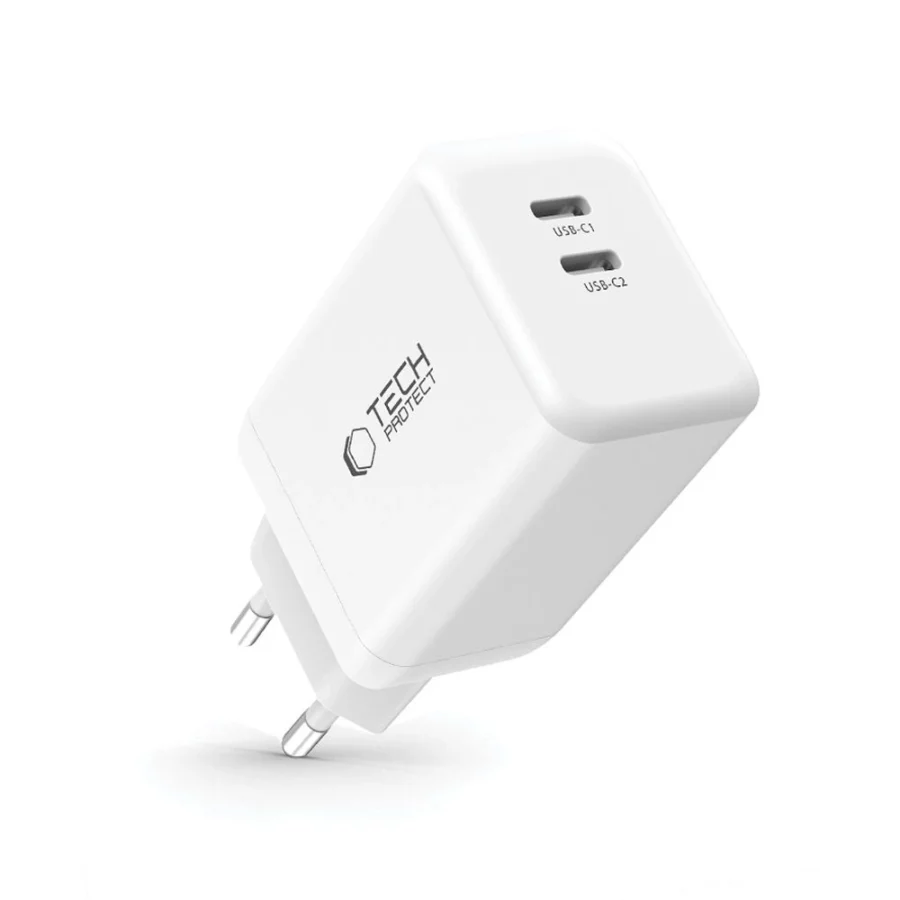 Ładowarka Tech-Protect NC45W-GAN 2-PORT PD45W - białe
