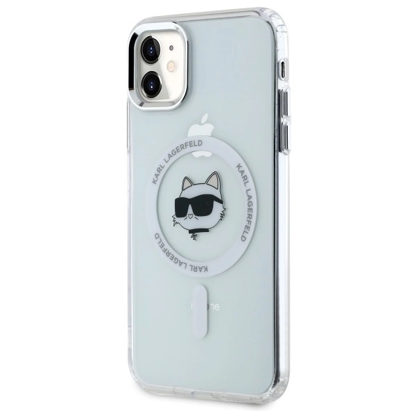 Etui Karl Lagerfeld IML Metal Choupette Head MagSafe na iPhone 11 - białe