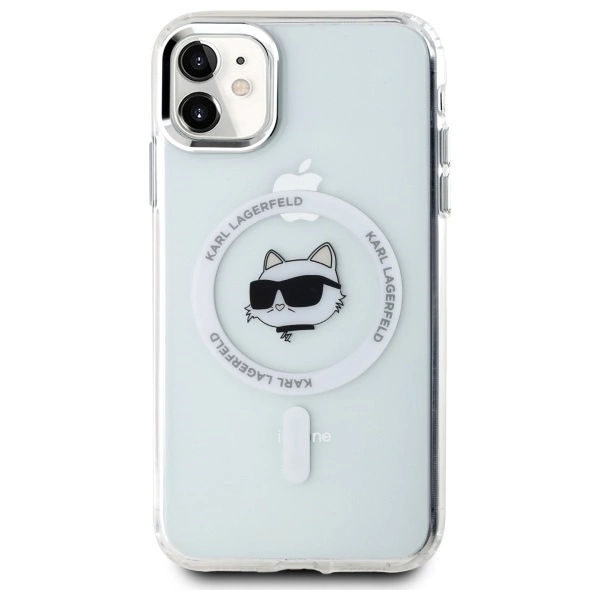 Etui Karl Lagerfeld IML Metal Choupette Head MagSafe na iPhone 11 - białe