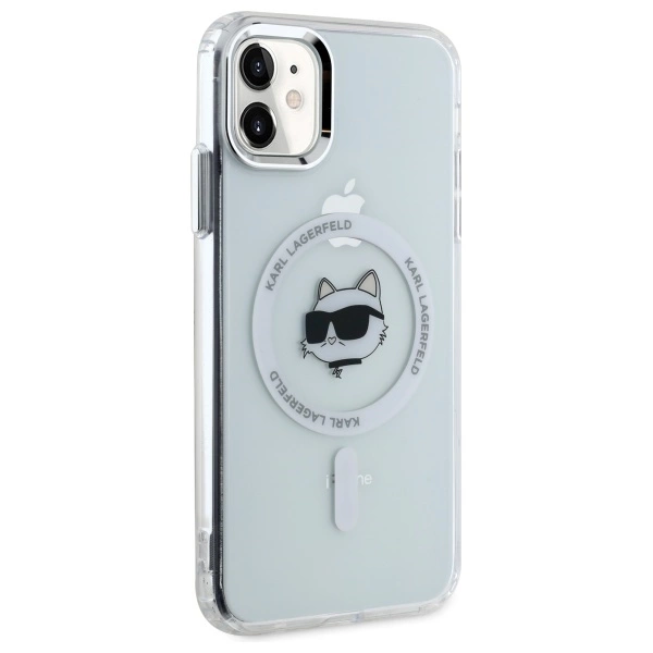 Etui Karl Lagerfeld IML Metal Choupette Head MagSafe na iPhone 11 - białe