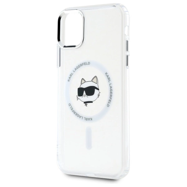 Etui Karl Lagerfeld IML Metal Choupette Head MagSafe na iPhone 11 - białe