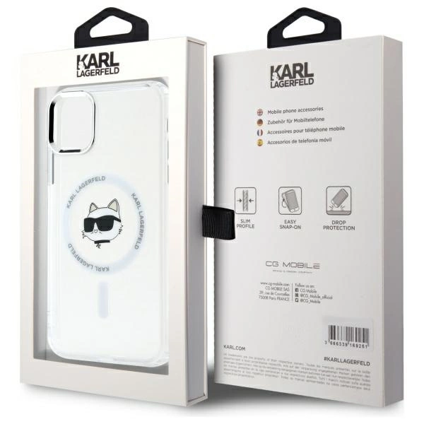Etui Karl Lagerfeld IML Metal Choupette Head MagSafe na iPhone 11 - białe