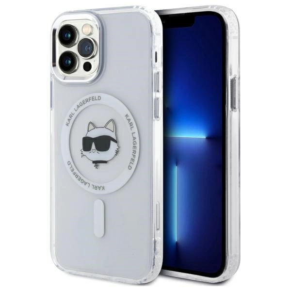 Etui Karl Lagerfeld IML Metal Choupette Head MagSafe na iPhone 12 - białe
