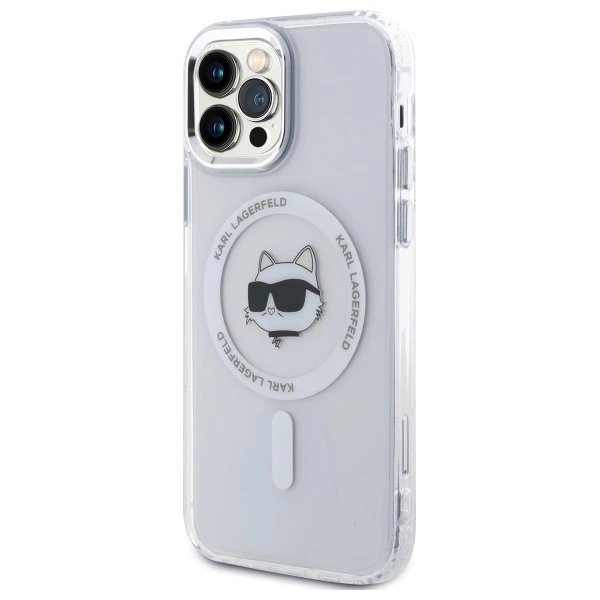 Etui Karl Lagerfeld IML Metal Choupette Head MagSafe na iPhone 12 - białe