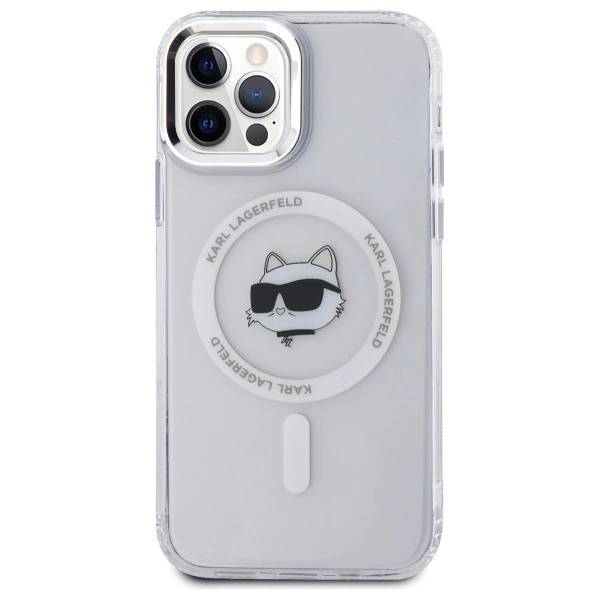 Etui Karl Lagerfeld IML Metal Choupette Head MagSafe na iPhone 12 - białe