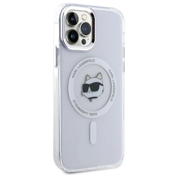 Etui Karl Lagerfeld IML Metal Choupette Head MagSafe na iPhone 12 - białe