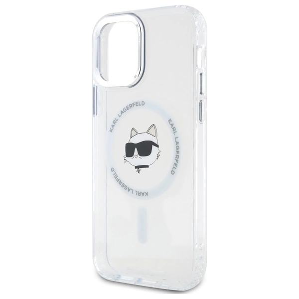 Etui Karl Lagerfeld IML Metal Choupette Head MagSafe na iPhone 12 - białe
