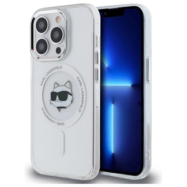 Etui Karl Lagerfeld IML Metal Choupette Head MagSafe na iPhone 13 - białe