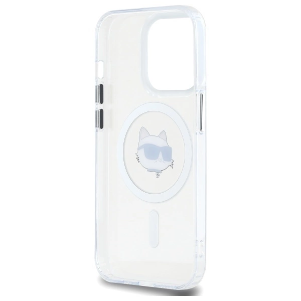 Etui Karl Lagerfeld IML Metal Choupette Head MagSafe na iPhone 13 - białe